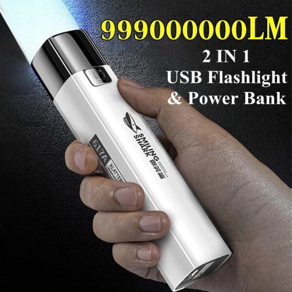 lampe torche mini tactique LED 2 en 1 9990000LM, batterie externe Ultra lumineuse