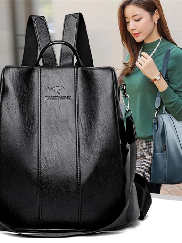 Sac a dos antivol en cuir Anti-vol pour femmes, sac à bandoulière vintage pour dames