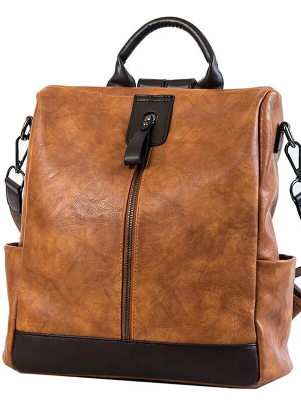 Sac a dos antivol Vintage en cuir PU souple pour femmes, Sac de voyage de grande capacité