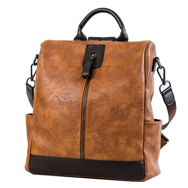 Sac a dos antivol Vintage en cuir PU souple pour femmes, Sac de voyage de grande capacité