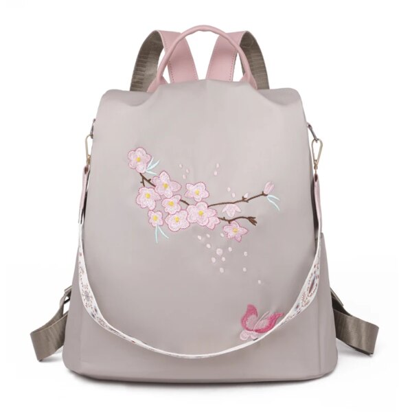 Sac a dos antivol en tissu Oxford à fleurs pour femmes, grande capacité