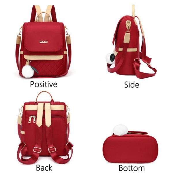 Sac a dos antivol Mochila tendance en Nylon pour femmes, couleur unie
