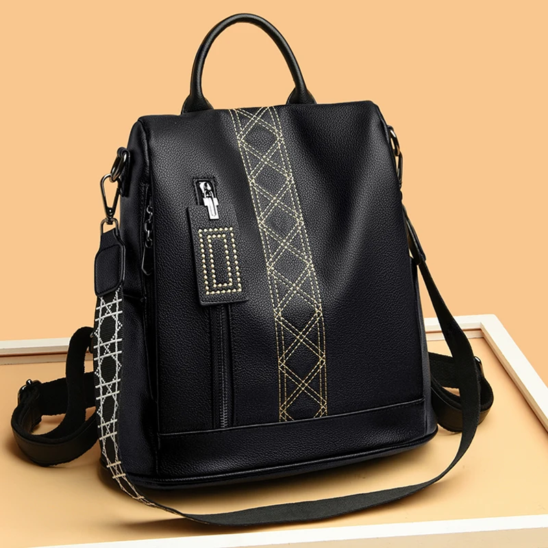 Sac a dos Antivol Vintage en cuir pour femmes, mul
