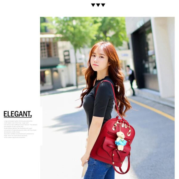 Sac a dos antivol et à bandoulière avec pendentif pour femme