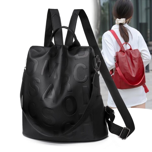 Sac a dos antivol pour femmes, avec lettres imprimées à la mode