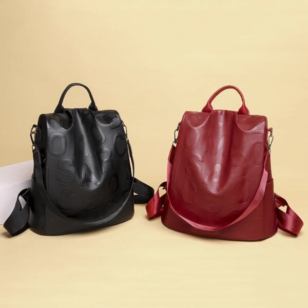 Sac a dos antivol pour femmes, avec lettres imprimées à la mode