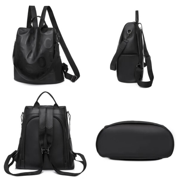 Sac a dos antivol pour femmes, avec lettres imprimées à la mode