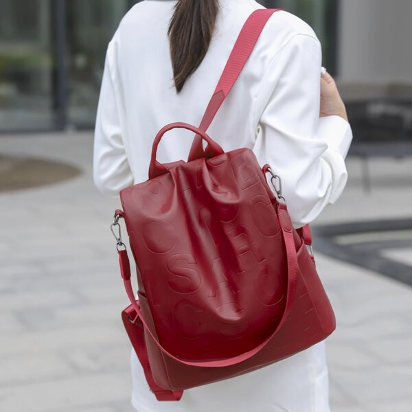 Sac a dos antivol pour femmes, avec lettres imprimées à la mode
