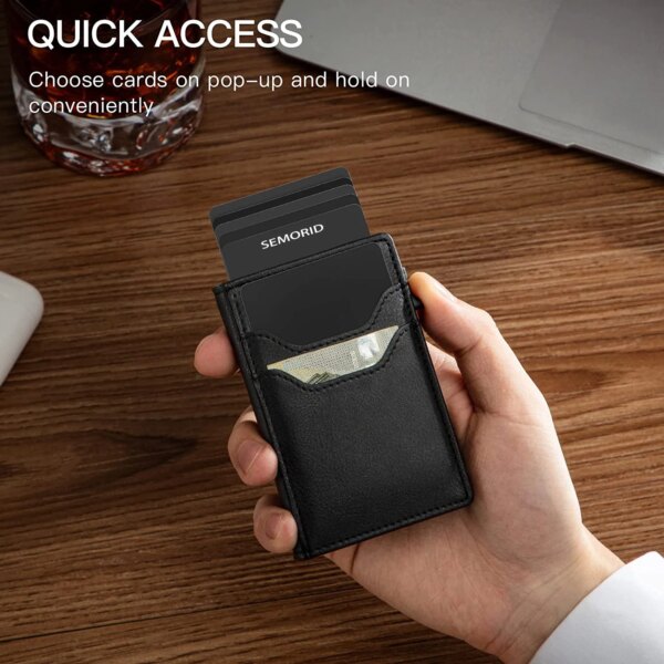 portefeuille rfid en cuir pour hommes, porte-cartes de crédit de poche avant