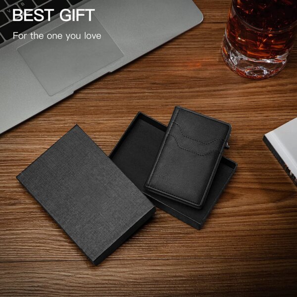 portefeuille rfid en cuir pour hommes, porte-cartes de crédit de poche avant