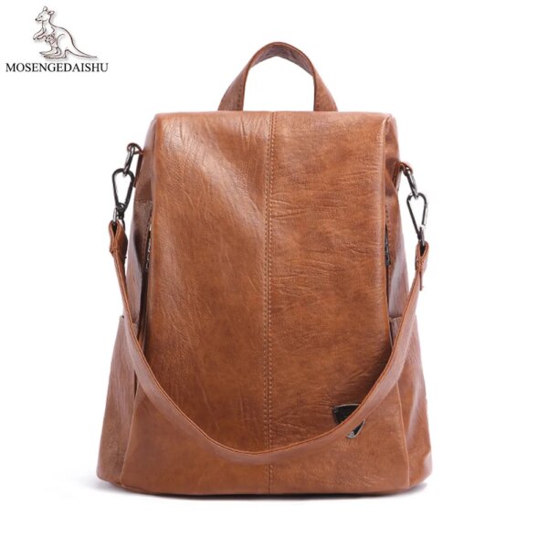 Sac a dos Antivol femme, sacoche d'école Vintage en cuir véritable pour adolescentes