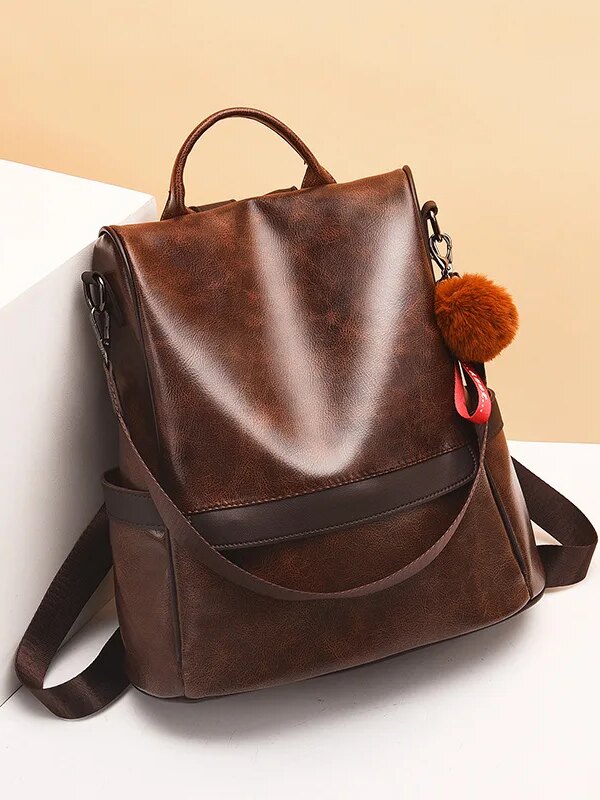 Sac a dos Antivol en cuir Anti-vol pour femmes, sacoche d'école pour adolescentes