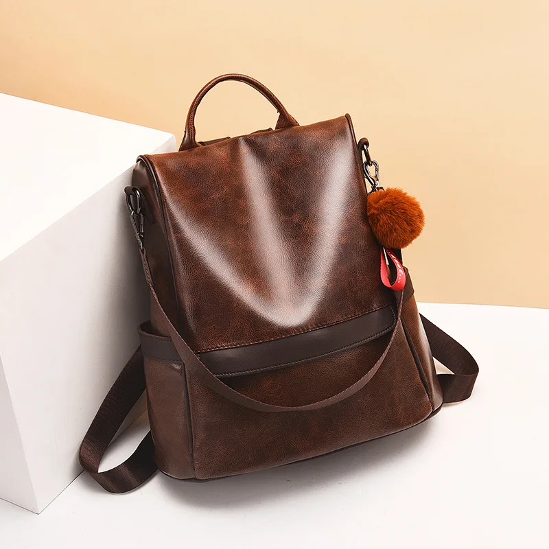 Sac a dos Antivol en cuir Anti-vol pour femmes, sacoche d'école pour adolescente