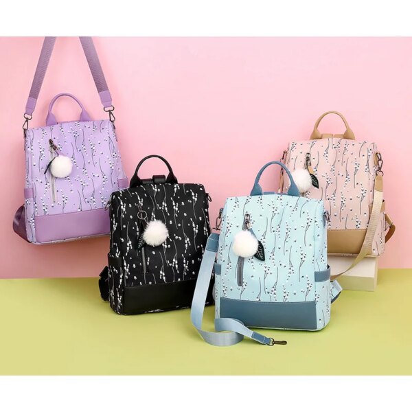 Sac a dos Antivol à fleurs violettes pour femmes