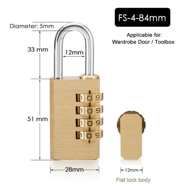 cadenas à code de sécurité en laiton massif, serrure à combinaison