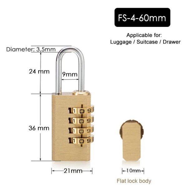 cadenas à code de sécurité en laiton massif, serrure à combinaison