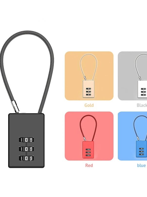 cadenas à code tête de verrouillage HSS, câble métallique difficile à casser