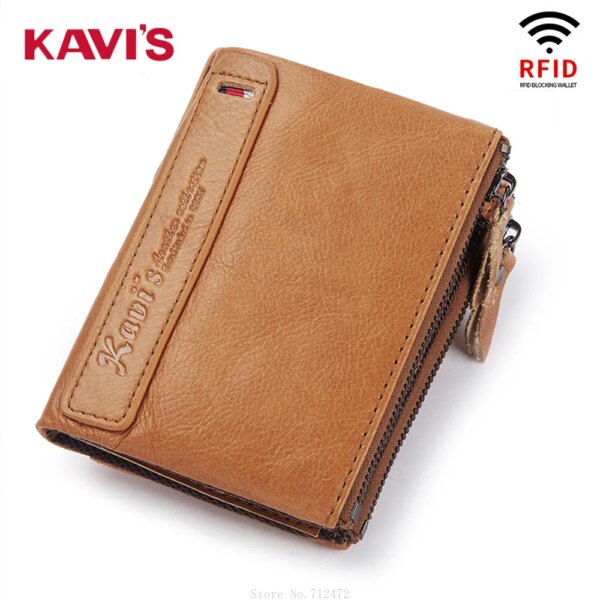 portefeuille rfid en cuir véritable pour homme, porte-monnaie avec fermeture éclair