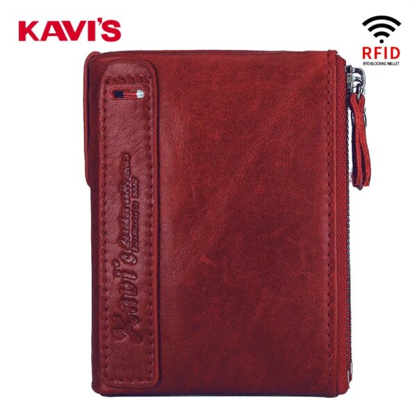 portefeuille rfid en cuir véritable pour homme, porte-monnaie avec fermeture éclair