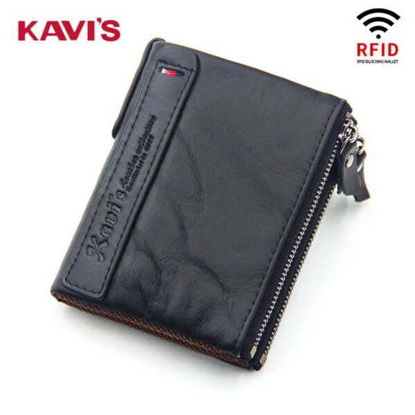 portefeuille rfid en cuir véritable pour homme, porte-monnaie avec fermeture éclair