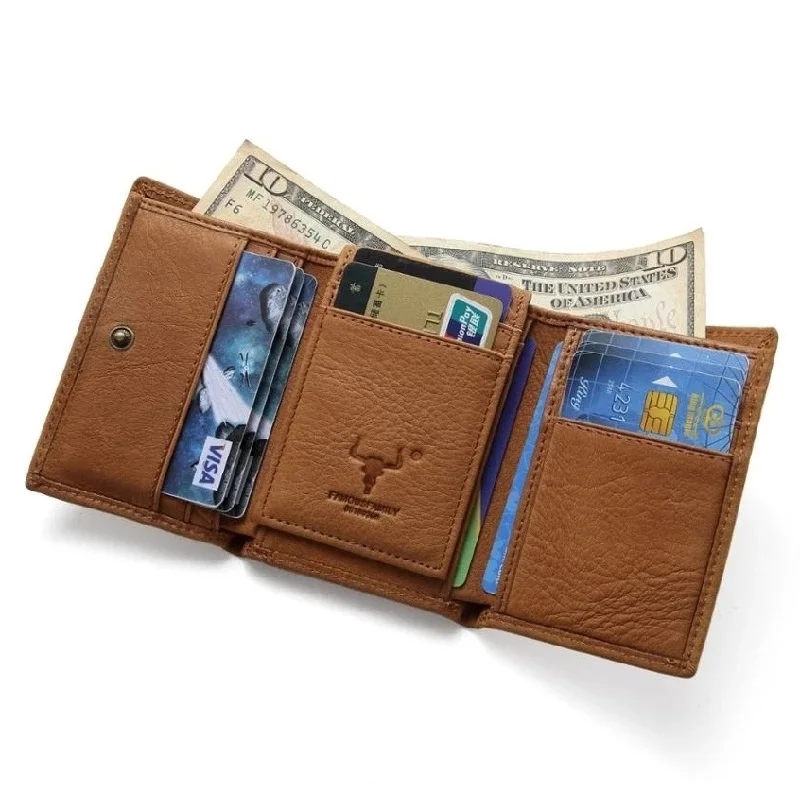 portefeuille rfid courts en cuir de vache pour hommes et femmes