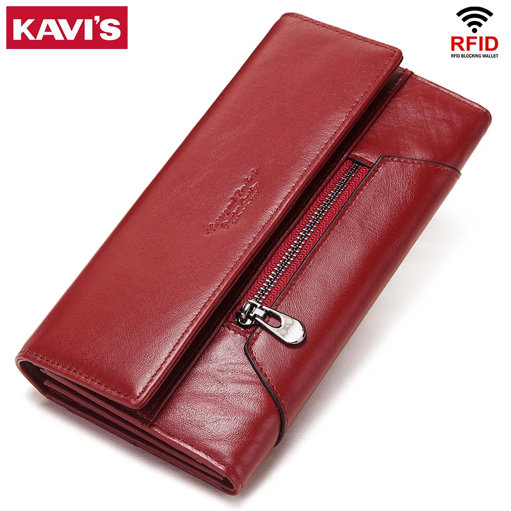 portefeuille rfid en cuir véritable pour femme, blocage RFID
