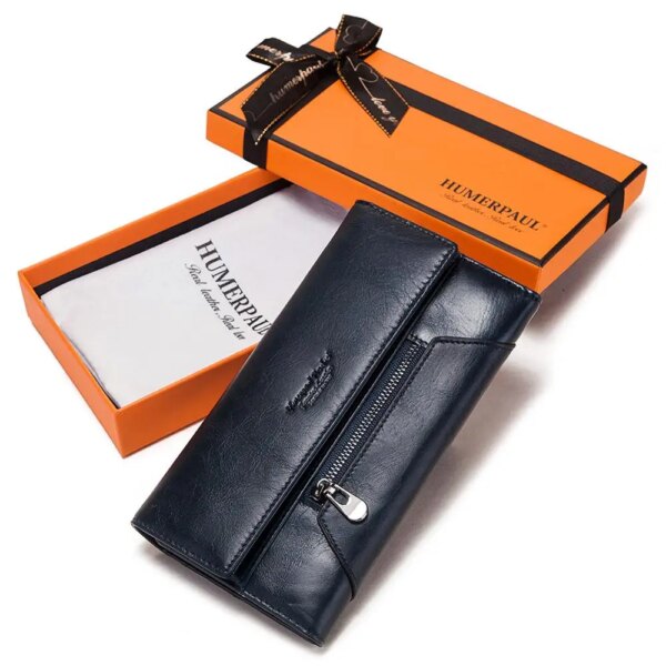 portefeuille rfid en cuir véritable pour femme, blocage RFID