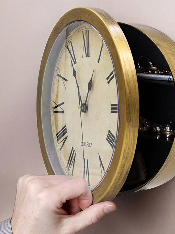 Horloge murale coffre-fort secret – Boîte de rangement cachée