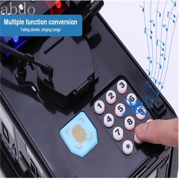 Tirelire électrique enfant camion de police – Coffre-fort secret ludique