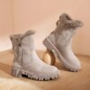 Bottes de neige femme en daim à plateforme - Chaudes, confortables, mode hiver