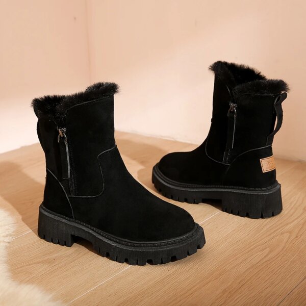 Bottes de neige femme en daim à plateforme - Chaudes, confortables, mode hiver
