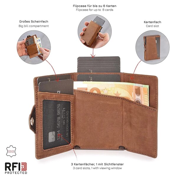 porte carte rfid de crédit Pop-Up avec Protection RFID portefeuille en cuir véritable