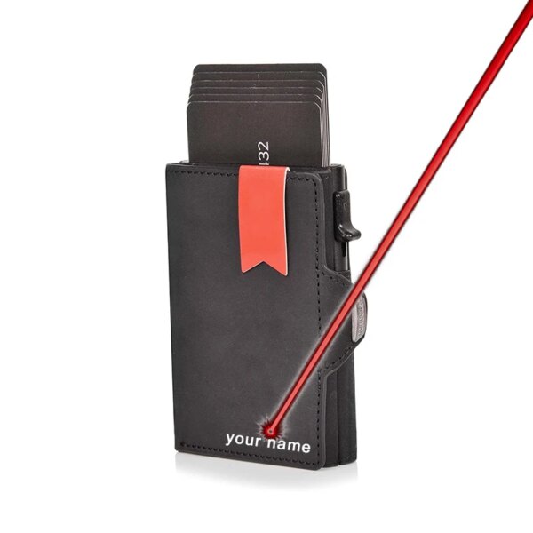 porte carte rfid de crédit Pop-Up avec Protection RFID portefeuille en cuir véritable