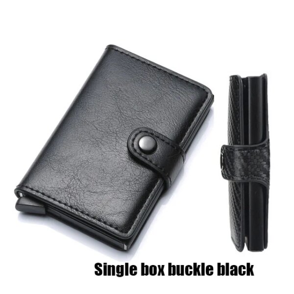 porte carte rfid de crédit en cuir et Fiber de carbone pour homme et femme
