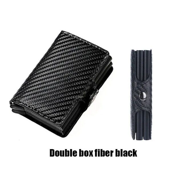 porte carte rfid de crédit en cuir et Fiber de carbone pour homme et femme