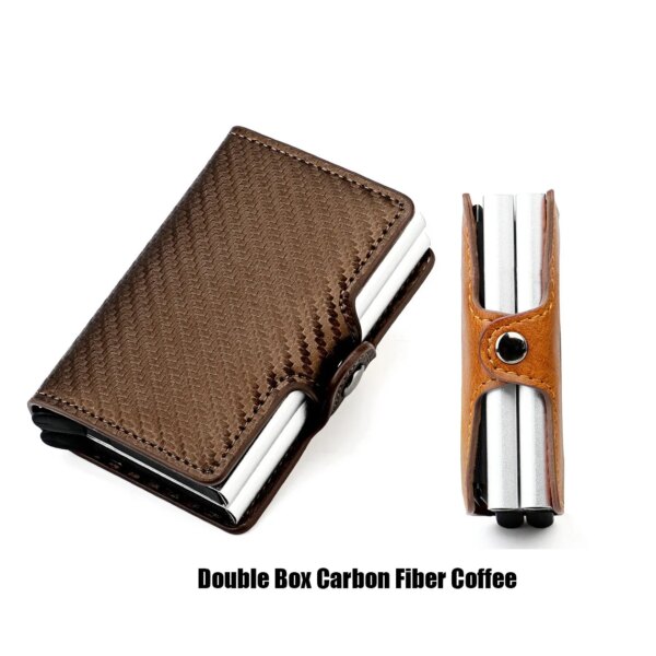 porte carte rfid de crédit en cuir et Fiber de carbone pour homme et femme