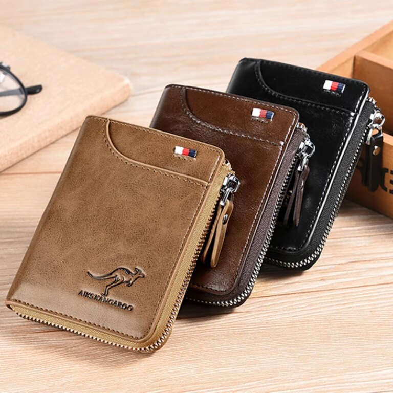 Porte feuille carte RFID en cuir noir