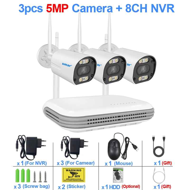 8CH NVR 3 Cams 5MP