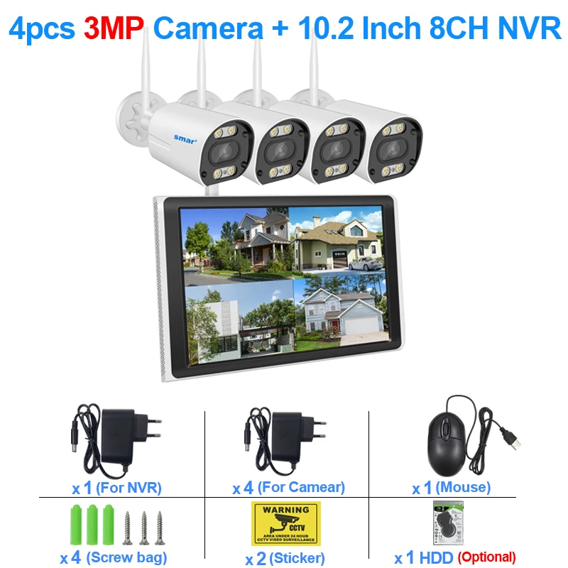 10LCD NVR 4 Cams 3MP