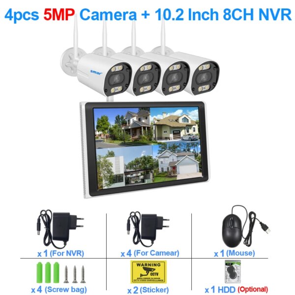 1770-8ac02f.jpg Smar Kit de Caméra de Surveillance Extérieure avec Wifi, Système de Sécurité sans Fil