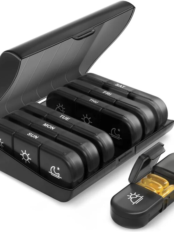 coffre fort secret Pilulier Organiseur Hebdomadaire, Boite pour Voyage