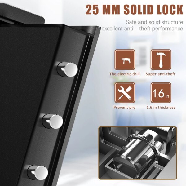 mini coffre fort de 1.53 pieds cubes, boîtier de sécurité d'armoire étanche au feu