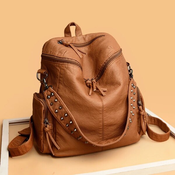 Annmouler – sacs à dos en cuir souple pour femmes, sac de jour de luxe de qualité, sac de voyage antivol, grand sac d'école