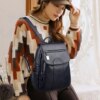 Sac Antivol à dos de grande capacité en cuir souple pour femmes, sac de voyage antivol
