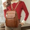Sac Antivol à dos de grande capacité en cuir souple pour femmes, sac de voyage antivol