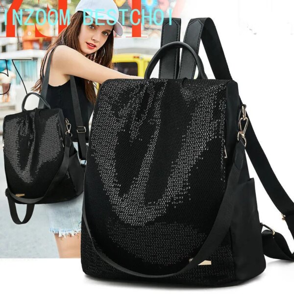 2565-cff9a6.jpg Sac a dos antivol à paillettes pour femme, cartable antivol, Version coréenne d'oxford
