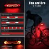 antivol velo Anti-vol, alarme de feu arrière de vélo Rechargeable par USB LED