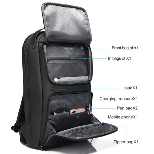 Sac a dos antivol étanche pour hommes et femmes, pour ordinateur portable 15.6 pouces