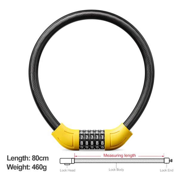 antivol velo à clés sécurisées enroulées, serrure de câble de vélo avec support de montage
