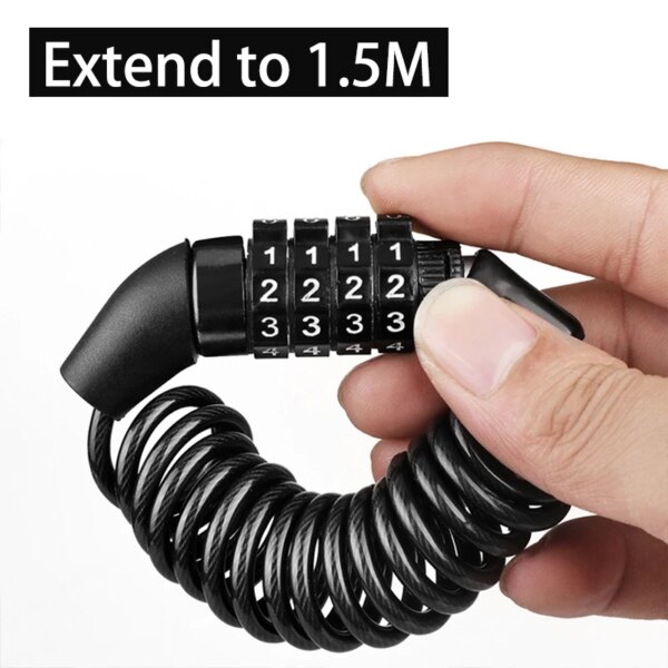 antivol velo Chaîne de câble de vélo en acier, verrou de sécurité à mot de passe à 4 chiffres